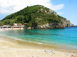 paleokastritsa blue lagoons coast landscape ionian sea on Corfu island