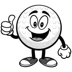 Golf Ball with Thumbs Up Illustration