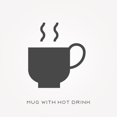 Silhouette icon mug with hot drink