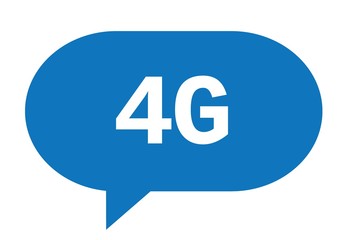 4G text in blue simple speech bubble.