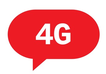 4G text in red simple speech bubble.