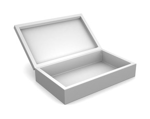 Realistic white box isolated on white background. 3d illustration