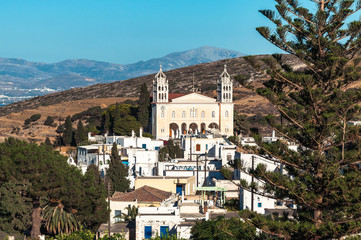 Church in the village of Lefkes on Paros island, Cyclades of Greece.