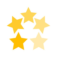 Set yellow stars isolated white background. Vector illustration