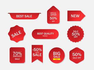 sale price banner and red label to business promotional. red label set illustration vector.