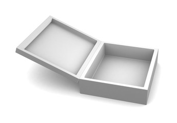 Realistic white box isolated on white background. 3d illustration