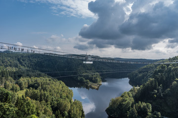 The bridge across  Rappbode Dam lake  in Harz, Germany