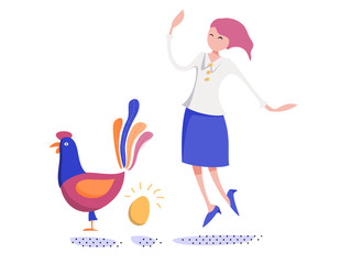 Businesswoman finding a golden egg