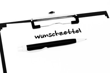 Wunschzettel auf Klemmbrett
