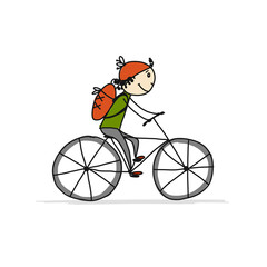 Boy rides a bike, sketch for your design