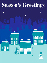 winter graphic with houses