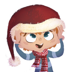 niño con gorro de navidad