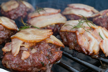 Burgers on the grill