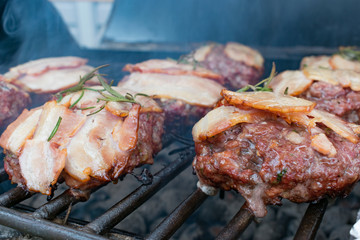 Burgers on the grill