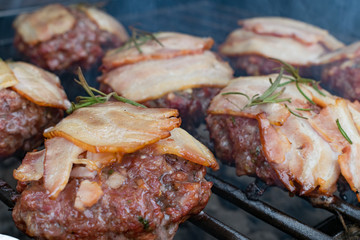 Burgers on the grill
