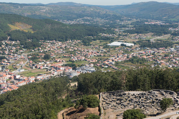 Obraz premium Ruins of ancient Celtic village in Santa Tecla, Galicia, Spain.