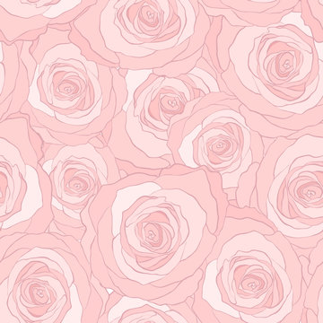 pink roses seamless vector pattern