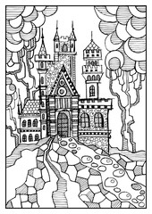 Graphic illustration with abstract castle 8