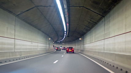 Driving in the IJtunnel in Amsterdam the Netherlands