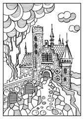 Graphic illustration with abstract castle 10