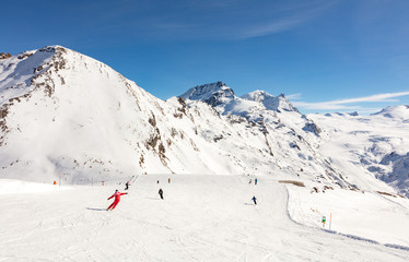 Skiing in the Swiss alps