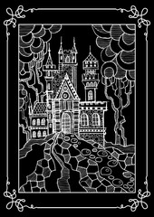 Graphic illustration with abstract castle 18
