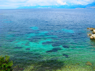 blue lagoon coast landscape ionian sea on Corfu island