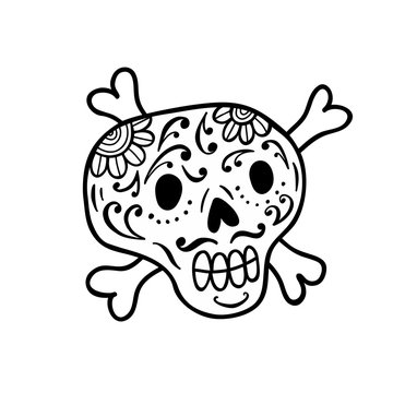 Hand drawn doodle skull.