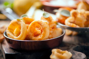 Fresh Fried Calamari. Mediterranean squid