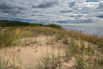 Sandy dunes on the coast of Ladoga, Karelia, Russia