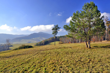 Autumn mountains landscape. Low Beskid, Slovakia