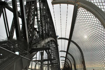 Photo sur Plexiglas Sydney Harbour Bridge Gros plan détaillé de la charpente métallique sur le pont du port de Sydney en Australie