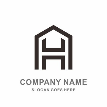 Building House Letter H Architecture Interior Construction Real Estate Business Company Stock Vector Logo Design Template