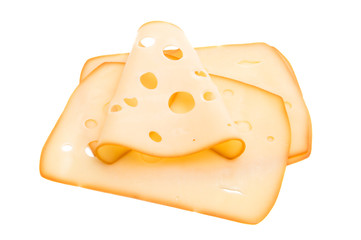 sliced cheese isolated