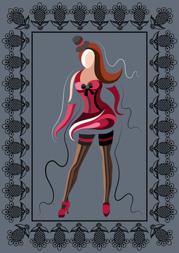 Graphical illustration with the cabaret dancer 17