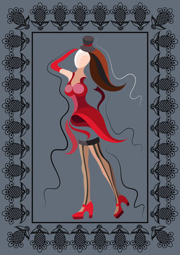 Graphical illustration with the cabaret dancer 18