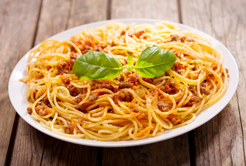 plate of pasta bolognese