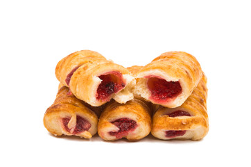 puff pastry with jam isolated