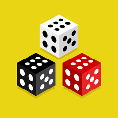 set of three isometric dices icon, Isometric vector illustration.