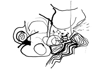 Abstract ink lines grunge background. Ink painting painted with stick.