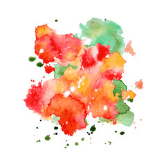 Obraz premium Red and green Watercolor splash, spot, dot and stripe isolated on white background. 