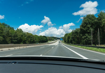 Fototapeta premium on the empty German highway seen from the car