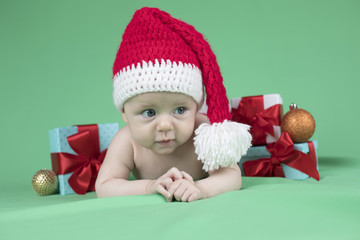 Baby in christmas hat