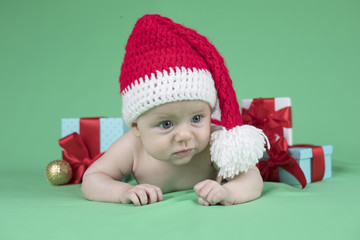 Baby in christmas hat
