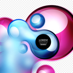 Glass bubbles on grey, modern techno liquid design
