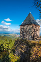 Mont Sainte-Odile Abbey, also known as Hohenburg Abbey, is a nunnery, situated atop Mont Sainte-Odile, one of the most famous peaks of the Vosges mountain range in Alsace, France