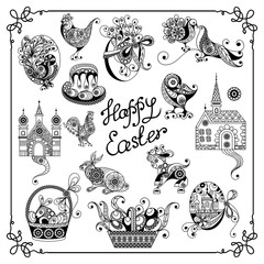 Graphic illustration with Easter symbols_set 6