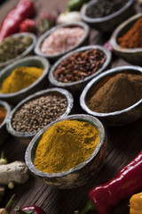 Spices in wooden, Cooking ingredient