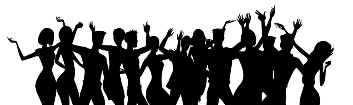 silhouettes of dancing people