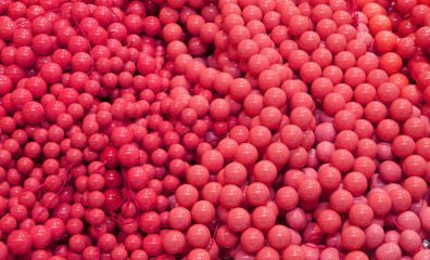 background of red pearls of precious necklaces